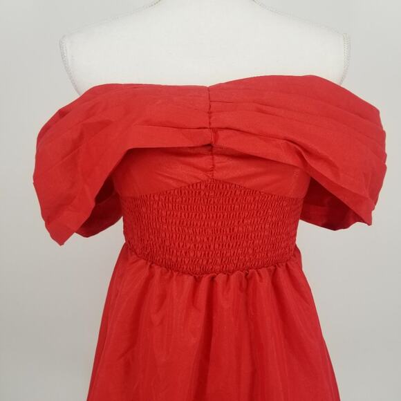 LAcademie Juni Mini Dress S Red Off Shoulder Skater Fit & Flare Cocktail Revolve - Picture 7 of 10